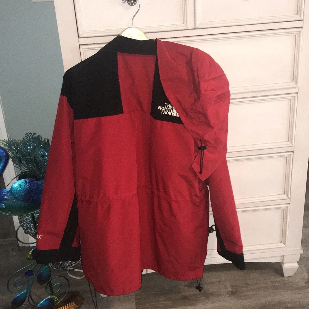 The North Face vintage red gore red waterproof double zip raincoat